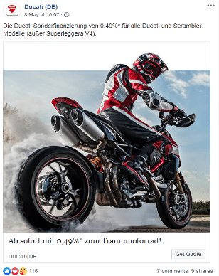 Paid Social Media Kampagne Ducati